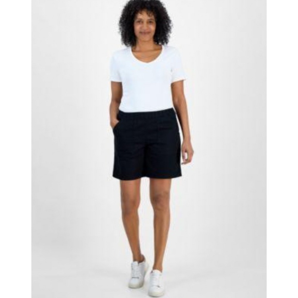 Style & Co Womens Comfort Waist Mid Rise Knit Shorts Deep Black Large NWT